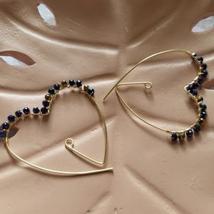 Heart shaped beaded threader earrings